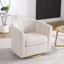 Upholstered Chenille Swivel Barrel Chair