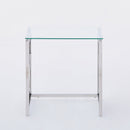 3 Pieces Silver Square Nesting Glass End Tables- Small Coffee Table Set- Stainless Steel Small Coffee Tables with Clear Tempered Glass- 18" Modern Minimalist Side Table for Living Room (Curve)