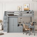 Loft Bed With Stairs, Bookshelf, Drawers, Desk & Wardrobe, Space Saving Multifunctional Furniture by Unique Piece Furniture