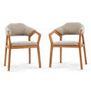 Indoor Upholstered Dining Chair Set of 2 - Oatmeal / Teak by HouseOfZazla