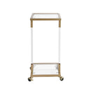 Glass Top C Shape Square Table With Metal Base For Living Room by Unique Piece Furniture