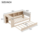 Upholstered Headboard Platform Bed With Storage Shelves, Trundle, Charging Station
