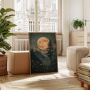 Harvest Moon Forest: Serene Mountain Landscape Canvas Wall Art