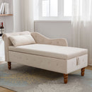 Chaise Lounge Indoor, Lounge Chair For Bedroom With Storage & Pillow, Modern Upholstered Rolled Arm Chase Lounge For Sleeping With Nailhead Trim For Living Room Bedroom Office by Unique Piece Furniture