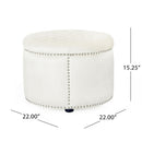 Elegant Round Ottoman Footstool With Studded Rim by HouseOfZazla