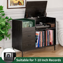 Eco-Friendly Vinyl Record Player Stand With Flip-Top Storage, Media Console With Dual Outlets And Dustproof Drawers by HouseOfZazla