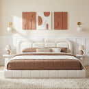 King Size Boucle Upholstered Platform Bed with Tufted Headboard
