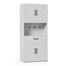 Kitchen Pantry Cabinet With Adjustable Shelves, Drawers, Hooks And Large Countertop - White by HouseOfZazla