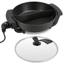 6L Electric Hot Pot with Divider 1100W Dual-Flavor Pot Shabu Shabu Pot Non-Stick with 5-Temp Control for Shabu Shabu Fondue Perfect for Family Gatheri