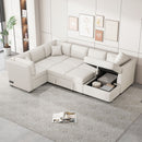 U-Shaped Sectional Sofa Pull Out Sofa Bed With Two USB Ports, Two Power Sockets, Three Back Pillows And A Storage Chaise For Living Room by Unique Piece Furniture