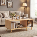 40 Inch Coffee Table Cat House 2-in-1 Wooden Kitten Furniture with Open Storage Shelf-Natural by LJGDeals