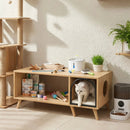 40 Inch Coffee Table Cat House 2-in-1 Wooden Kitten Furniture with Open Storage Shelf-Natural by LJGDeals