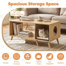 40 Inch Coffee Table Cat House 2-in-1 Wooden Kitten Furniture with Open Storage Shelf-Natural by LJGDeals