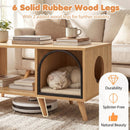 40 Inch Coffee Table Cat House 2-in-1 Wooden Kitten Furniture with Open Storage Shelf-Natural by LJGDeals