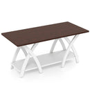 40 Inch Farmhouse Wooden 2-Tier Coffee Table with Storage Shelf for Living Room-Walnut by LJGDeals