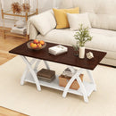 40 Inch Farmhouse Wooden 2-Tier Coffee Table with Storage Shelf for Living Room-Walnut by LJGDeals