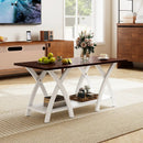 40 Inch Farmhouse Wooden 2-Tier Coffee Table with Storage Shelf for Living Room-Walnut by LJGDeals