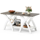 40 Inch Farmhouse Wooden Coffee Table with Storage Shelf with X-shaped Legs-Gray by LJGDeals