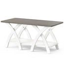 40 Inch Farmhouse Wooden Coffee Table with Storage Shelf with X-shaped Legs-Gray by LJGDeals