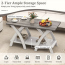 40 Inch Farmhouse Wooden Coffee Table with Storage Shelf with X-shaped Legs-Gray by LJGDeals