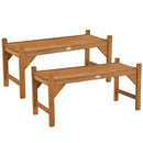 40-Inch Outdoor Bench with Contoured Seat - Set of 2 by LJGDeals
