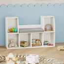 40 Inches Kids Bookshelf with Reading Nook Bookcase with 6 Open Cubes-White by LJGDeals