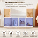 40 Inches Kids Bookshelf with Reading Nook Bookcase with 6 Open Cubes-White by LJGDeals