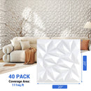 40-Pack 3D Wall Panels with Decorative Diamond Patterns-White by LJGDeals