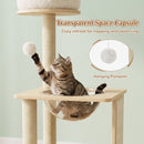 40" Solid Wood Cat Tree with Space Capsule & Sisal Posts