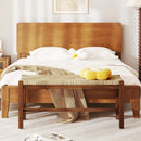 40 Inch Long Wood Bench with Solid Rubber Wood Frame-Walnut by LJGDeals