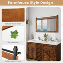 Rectangle Barn Door Style Wall Mounted Mirror with Solid Wood Frame by LJGDeals