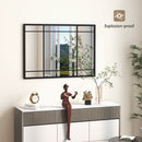40 x 28 Inch Wall Mounted Mirror Metal Framed Hanging Mirror for Living Room Bedroom-Black
