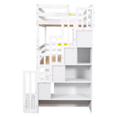 Twin Size Triple Bunk Bed With Storage Staircase, Separate Design - White by HouseOfZazla