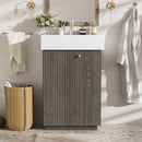 Bathroom Vanity With Sink, Freestanding Wood Grain Cabinet With Storage by HouseOfZazla