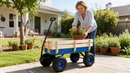 Outdoor Wagon All Terrain Pulling Wood Railing Air Tires Garden Cart by HouseOfZazla