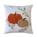 Pumpkin Embroidered Cotton Throw Pillow – Autumn Harvest Accent Cushion Set of 2