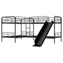 Mission Style Twin Size L-Shaped Bunk Bed With Slide And Ladder - Black by HouseOfZazla