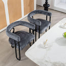Contemporary Designed Chenille Fabric Upholstered Accent/Dining Chair/Barrel Side Chairs Kitchen Armchair for Living Room set of 2 (Gray chenille)