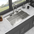 33" Drop In Kitchen Sink With Workstation, 16 Gauge Stainless Steel - Brushed Nickel by HouseOfZazla