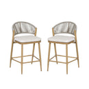 Outdoor 26" Counter Height Metal Frame Counter Stools With Scallop Shaped Backrest & Water Resistant Cushions by HouseOfZazla