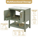 Elegant Bathroom Vanity With Ceramic Sink And Versatile Storage