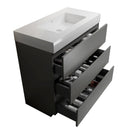 Alice 36" Gray Bathroom Vanity with Sink, Large Storage Freestanding Bathroom Vanity for Modern Bathroom, One-Piece White Sink Basin without Drain and Faucet