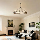 53.15 Inch Matte Black Wagon Wheel Chandelier with 30 Lights by HouseOfZazla