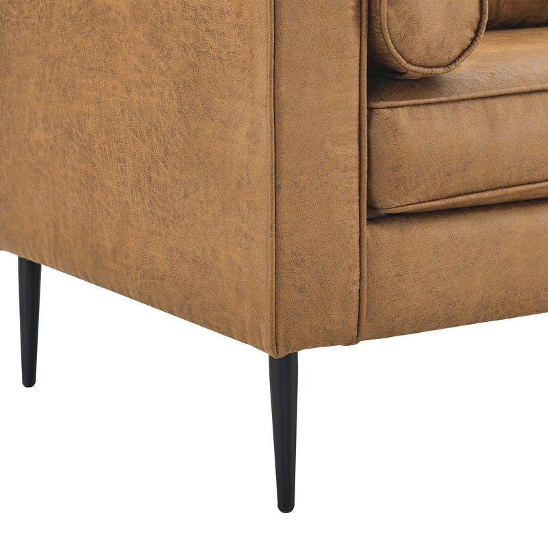 57"Mid-Century Modern Couch with high-tech Fabric Surface/ Upholstered Cushions/Pillows,Seat Sofas&Couches for Living Room Apartment Office, Large-Brown