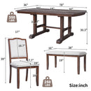 6 Piece Extendable Dining Table Set, Wood Table With Removable Leaf, 4 Upholstered Chairs And Bench - Cherry by HouseOfZazla