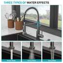 Drop In Kitchen Sink With Pull Out Faucet And Soap Dispenser, Single Bowl Topmount Sink - Gunmetal Black by HouseOfZazla