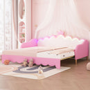 Extending Daybed With LED Lights, Modern Upholstered Princess Daybed With Crown Headboard by HouseOfZazla