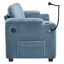 Sleeper Sofa Loveseat Sofa With Full Size Mattress, 2 USB Ports, 2 Cup Holders, 2 Side Pockets And Phone Holder by HouseOfZazla