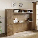 Full Size Murphy Bed With Wardrobe, Drawers, And Open Shelves - Wood by HouseOfZazla