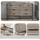 Wood Dresser with 7 Drawers, Wooden Storage Closet for Bedroom, Solid Clothes Cabinet with Sturdy Steel Frame, 48.58"Wx15.75"Dx31.22"H, 48 inch, Rustic Grey